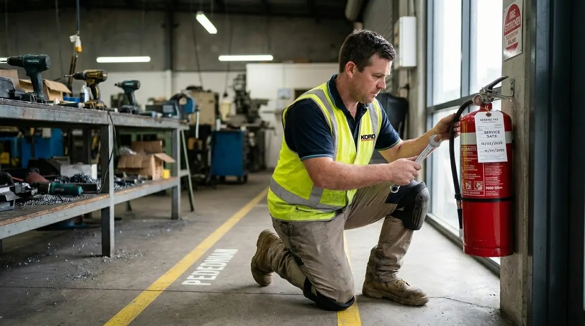 Industrial facility layout challenges affecting extinguisher access