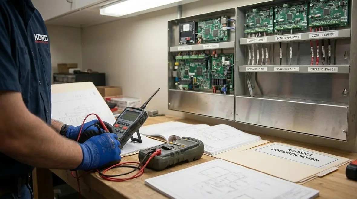 Commercial fire alarm cable separation and termination practices