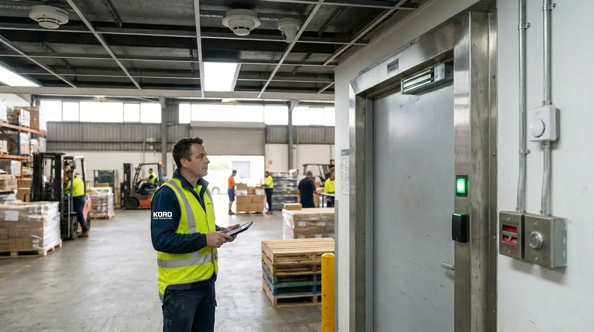 Facilities team reviewing fire alarm events through building management software