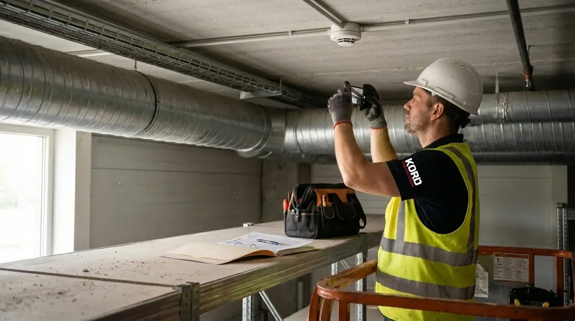 Commercial fire alarm maintenance and monitoring coordination