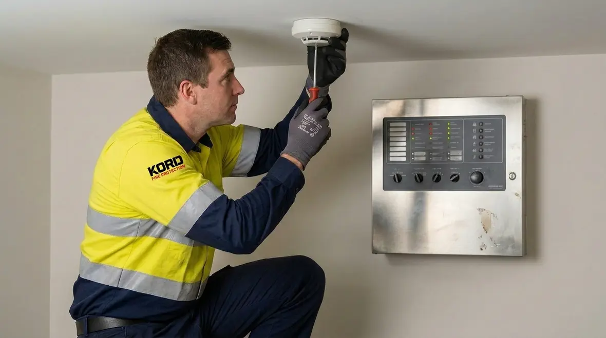 Fire alarm panel and sensor calibration in a commercial building