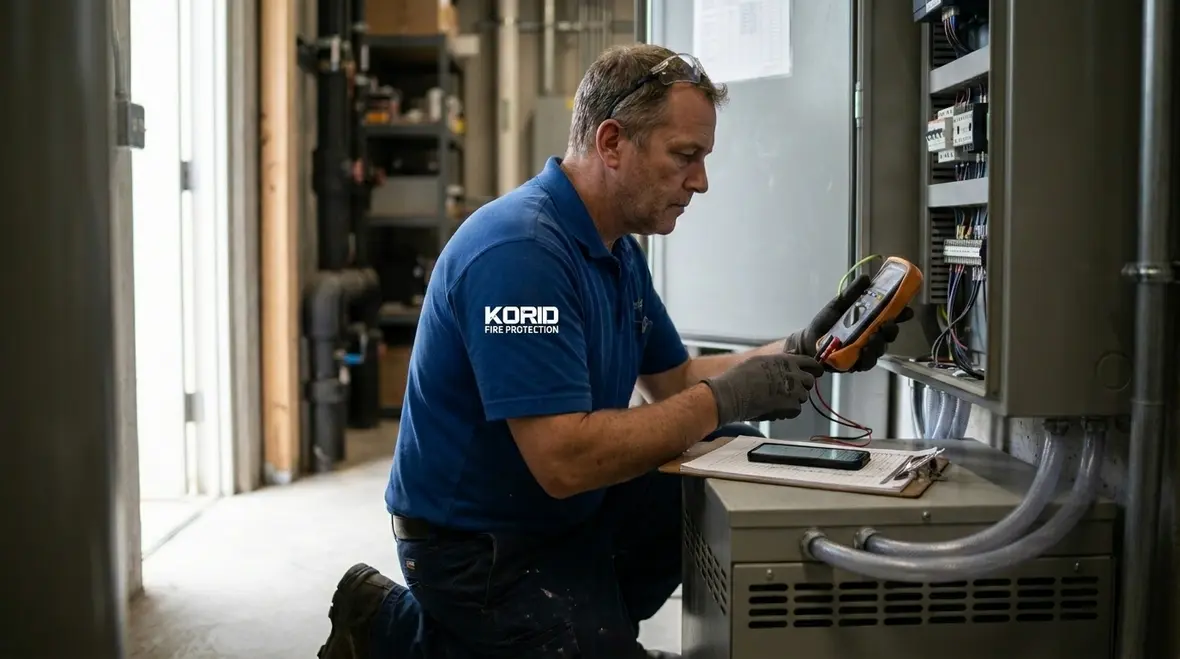 Testing fire alarm battery voltage and backup power performance