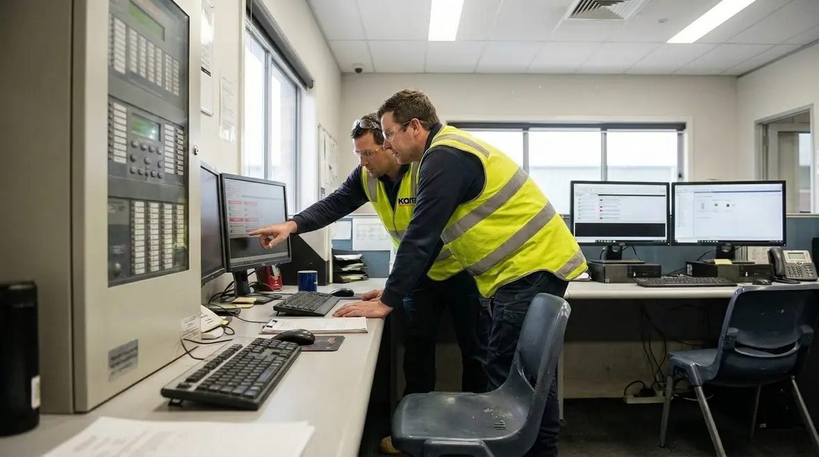 Building management software displaying integrated fire alarm events