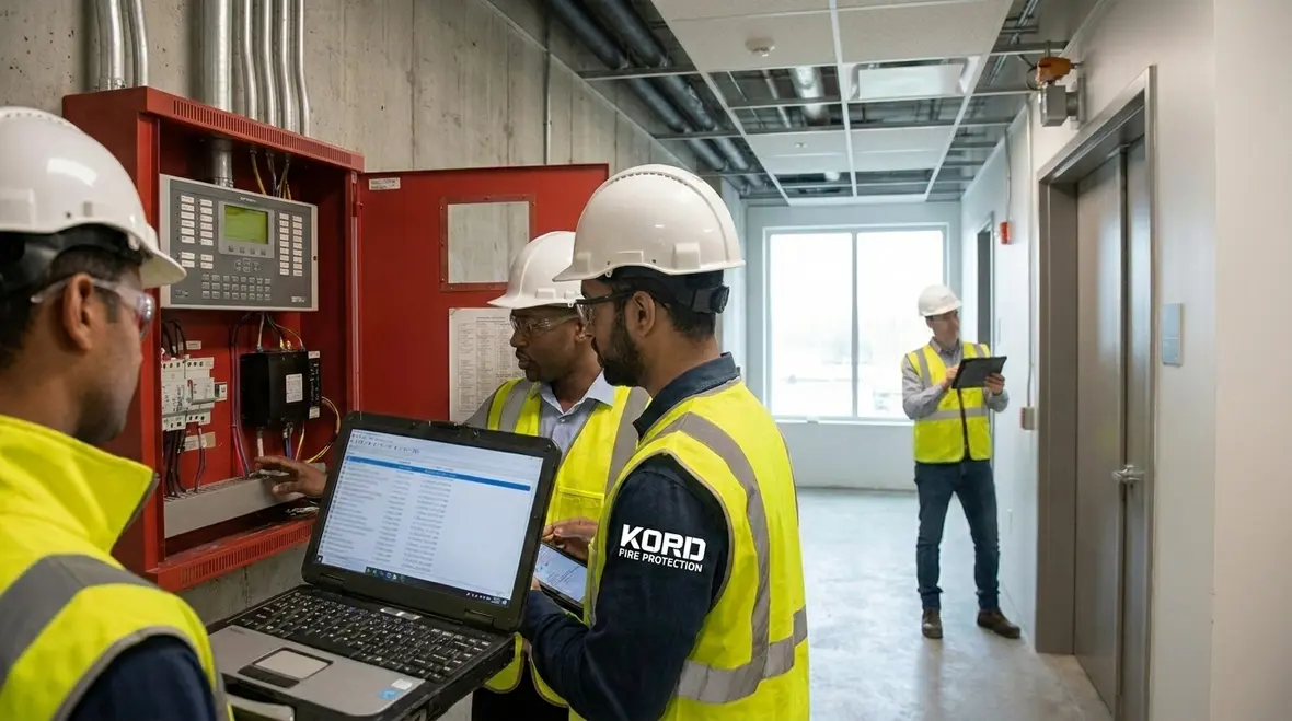 Commissioning and testing integrated fire alarm building management systems