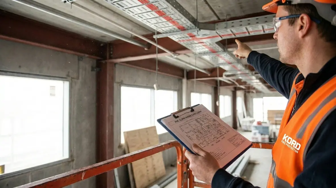 Fire alarm cable planning and zoning layout in a commercial building