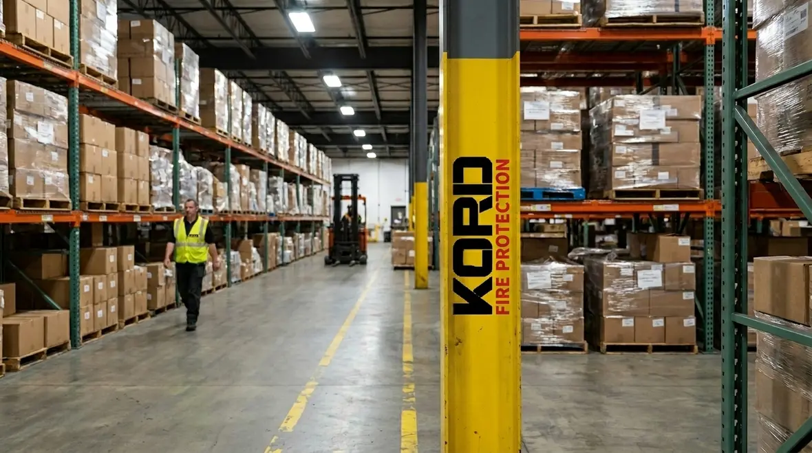 Warehouse fire extinguisher placement rules in an industrial facility