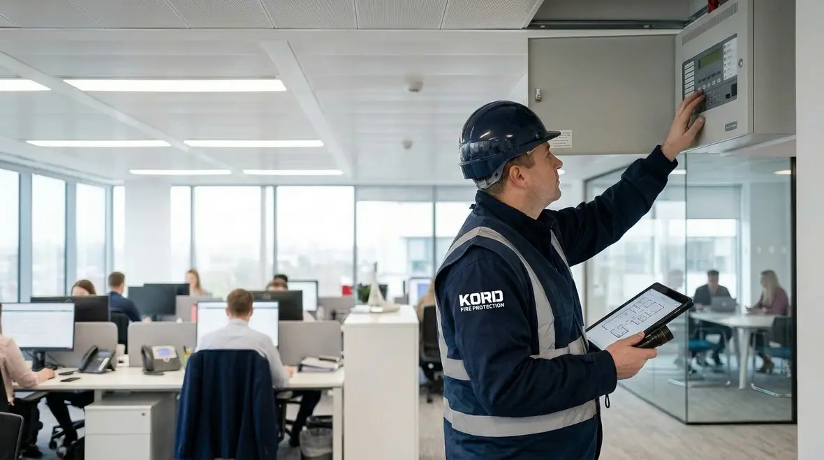 Modern office ceiling devices and alarm planning