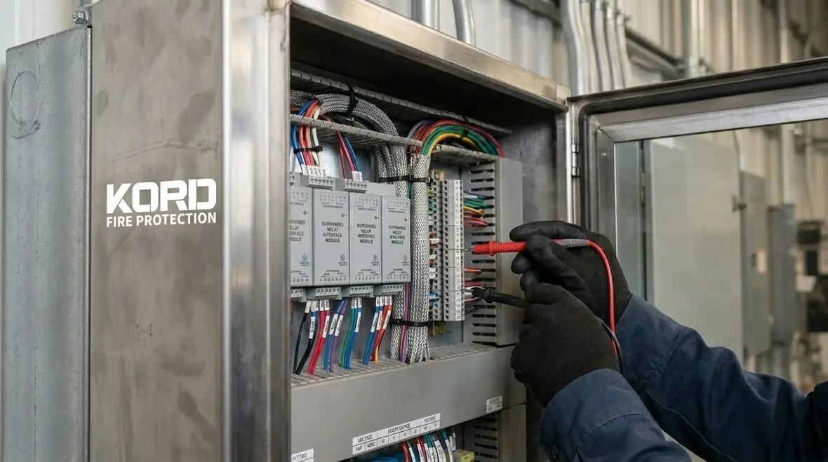 Integrated fire detection and notification controls in a commercial facility