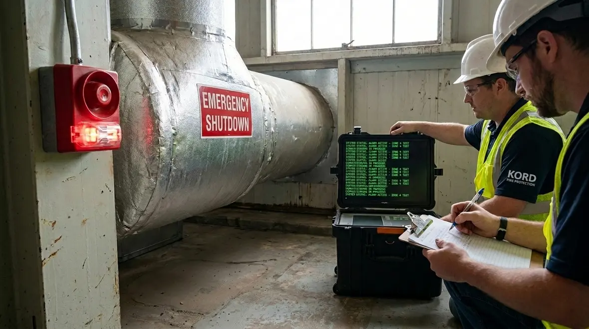 Commissioning fire protection system integration with electrical controls