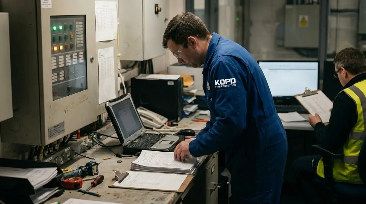 Testing fire protection system uptime with staged verification