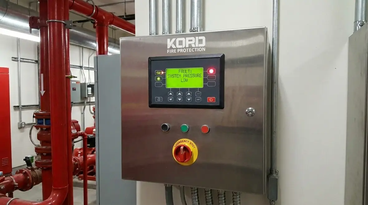 Fire pump controller troubleshooting in a commercial facility