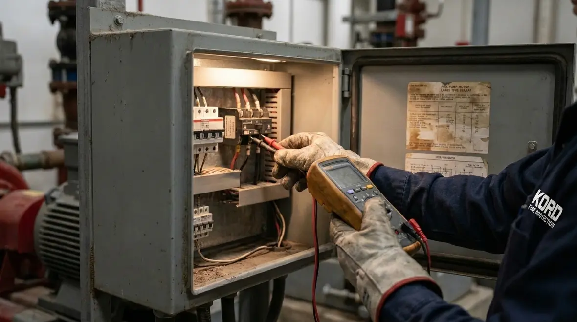 Electric fire pump motor efficiency checks and performance monitoring
