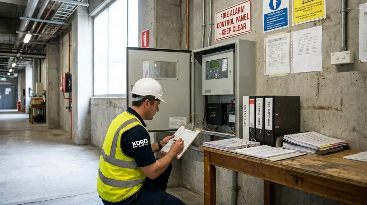 Facility team planning a fire safety compliance audit checklist