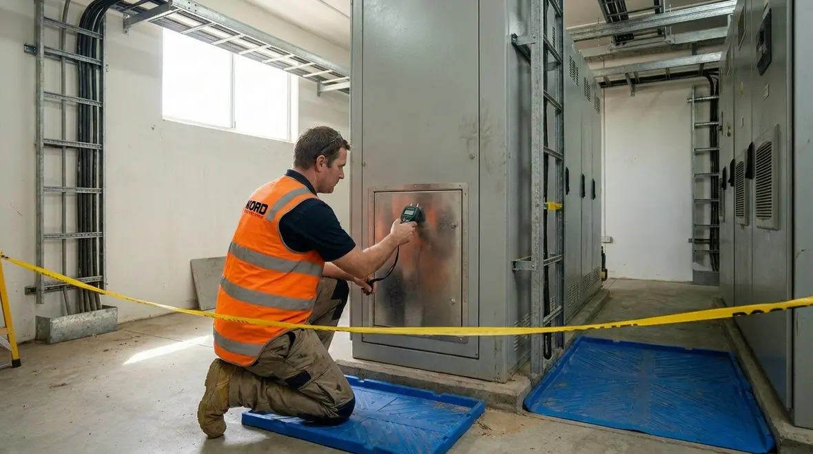 Electrical room protected during fire sprinkler water damage prevention planning
