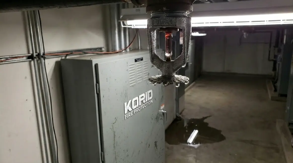 Fire sprinkler water damage prevention for electrical safety in a commercial facility