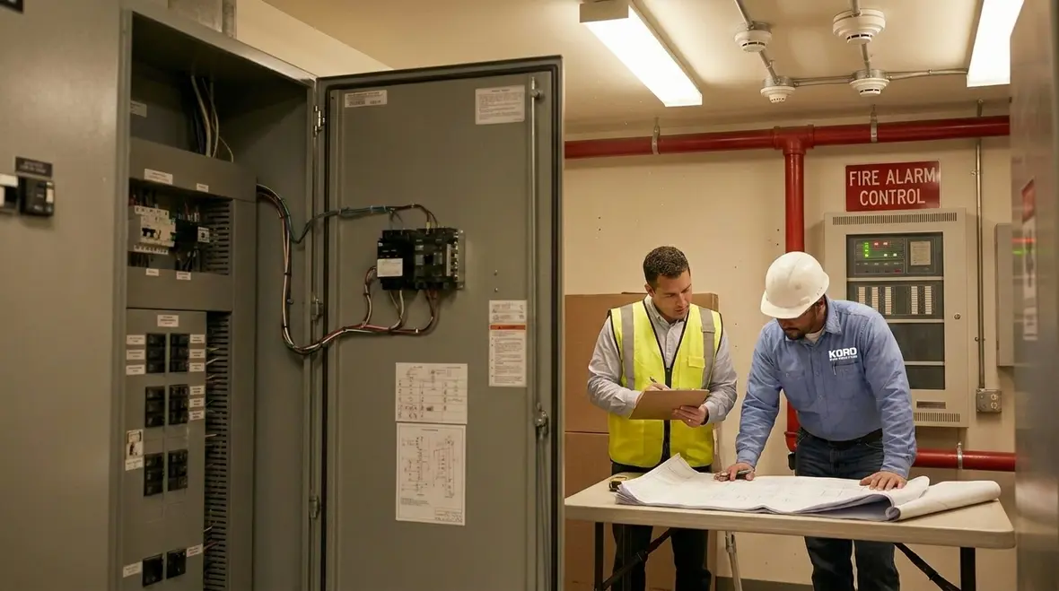 Industrial electrical team planning panel replacement project