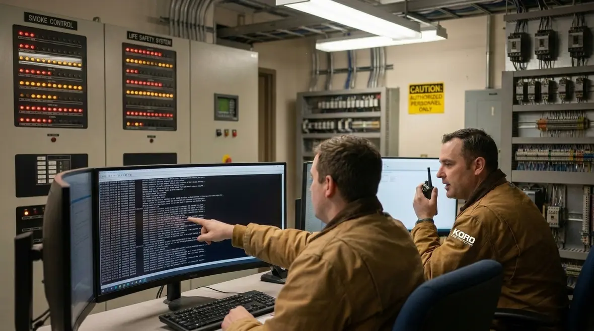Smoke control and HVAC shutdown interfaces for industrial fire alarm integration