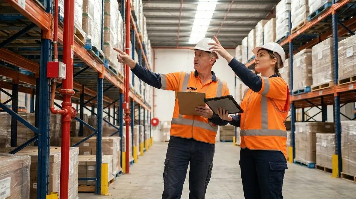 Industrial warehouse fire protection upgrade planning meeting