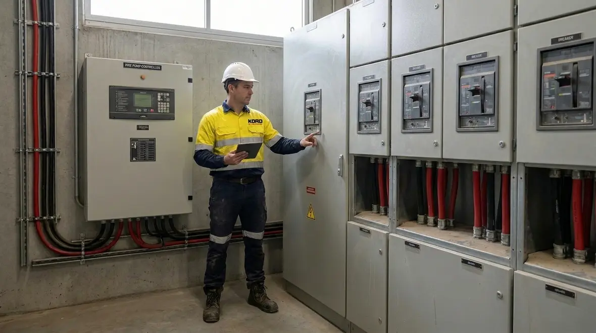 Industrial fire pump power distribution equipment in an Australian facility