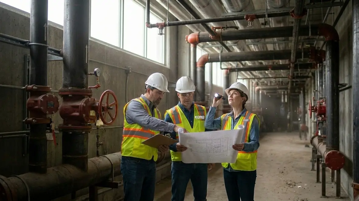 Industrial fire suppression piping and infrastructure layout
