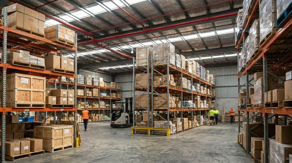 Warehouse fire suppression system layout and storage hazard review