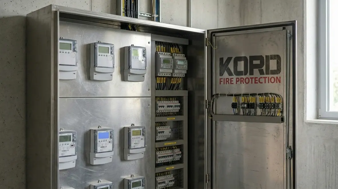 Technician reviewing smart building automation controls and electrical monitoring dashboards