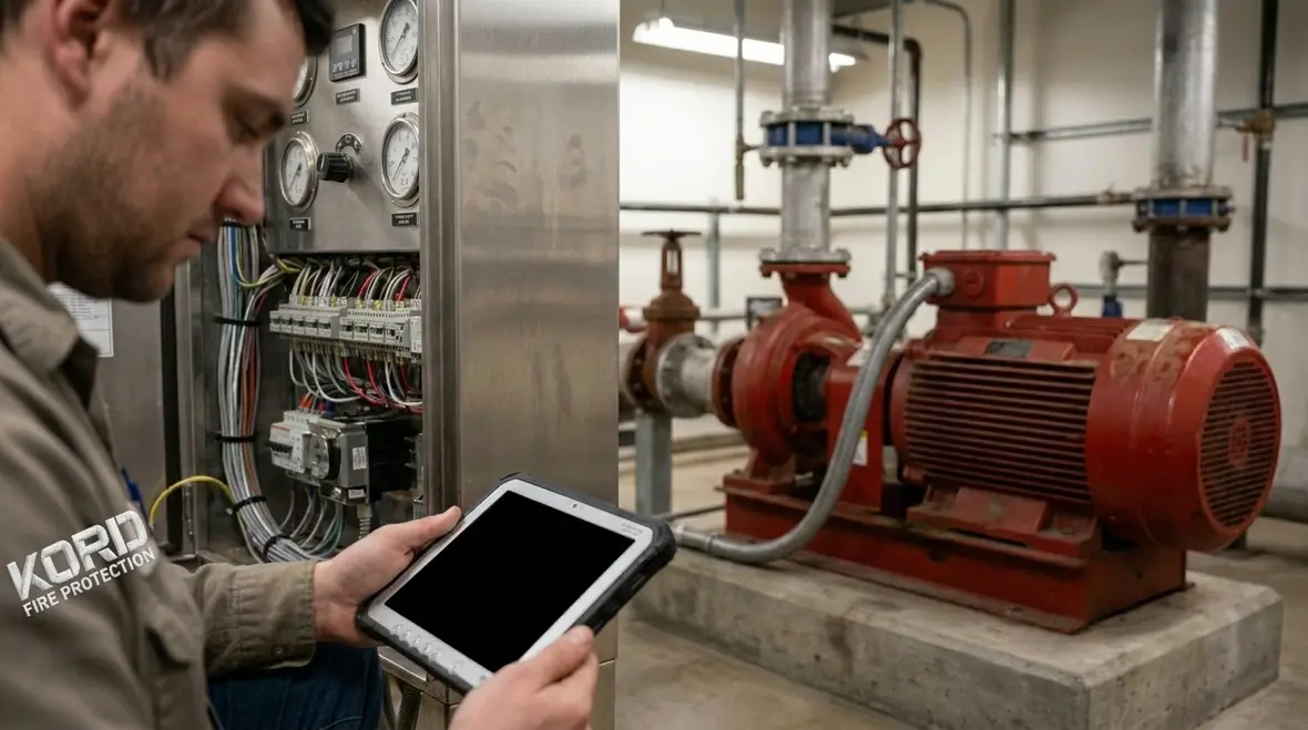 Technician reviewing standpipe pressure targets and gauges by elevation