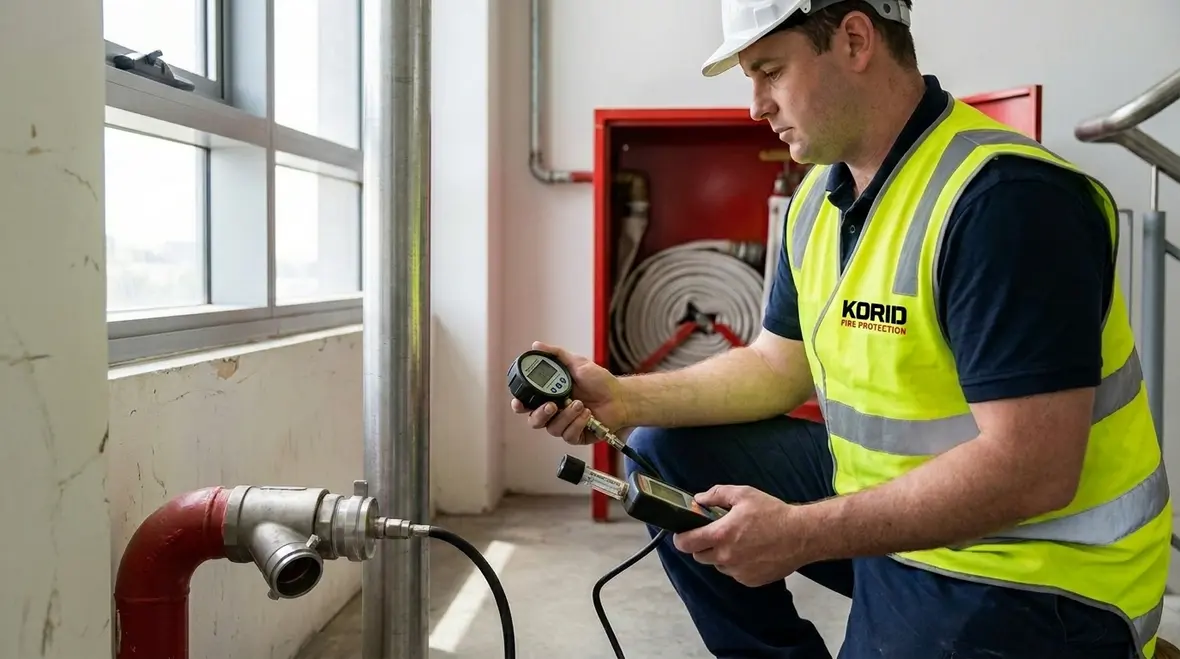 Hydraulic pressure testing on a standpipe system in a commercial property