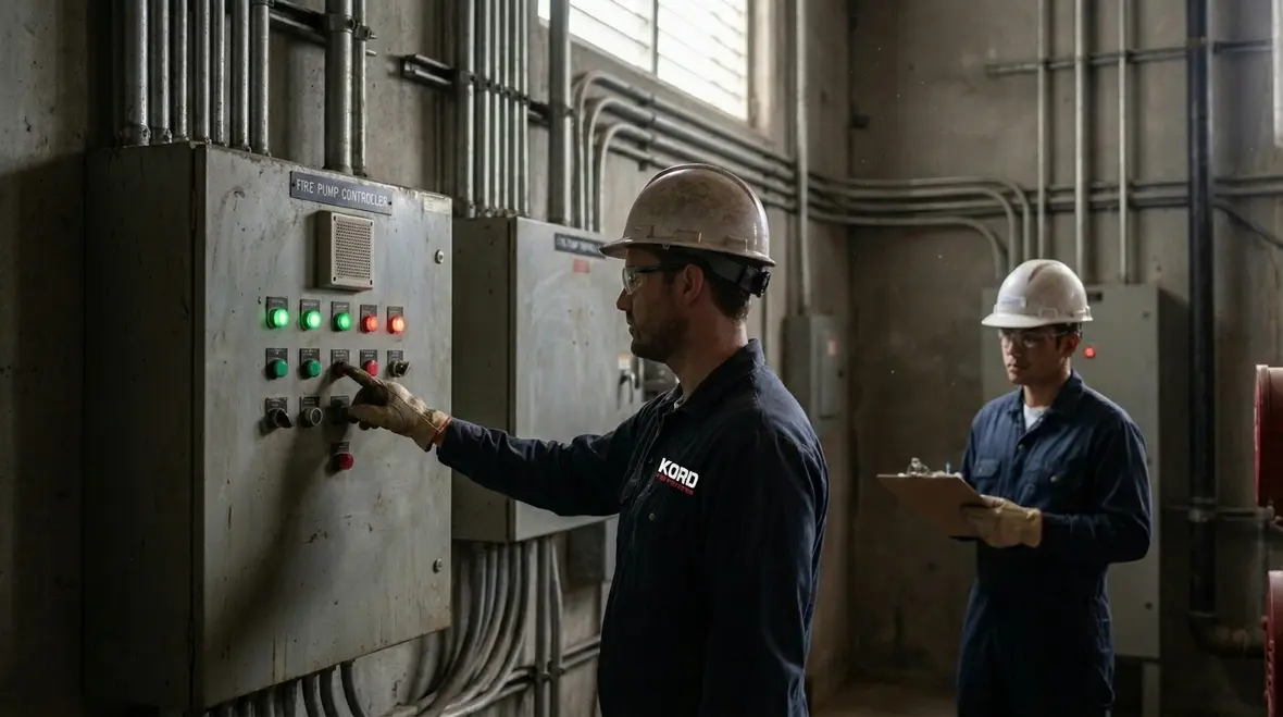 Standpipe pressure and flow testing equipment connected during performance testing