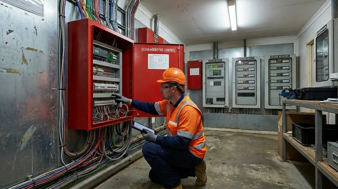 Clean agent control panel and electrical integration wiring