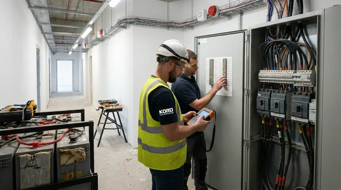 Fire alarm control panel with standby batteries and electrical backup planning