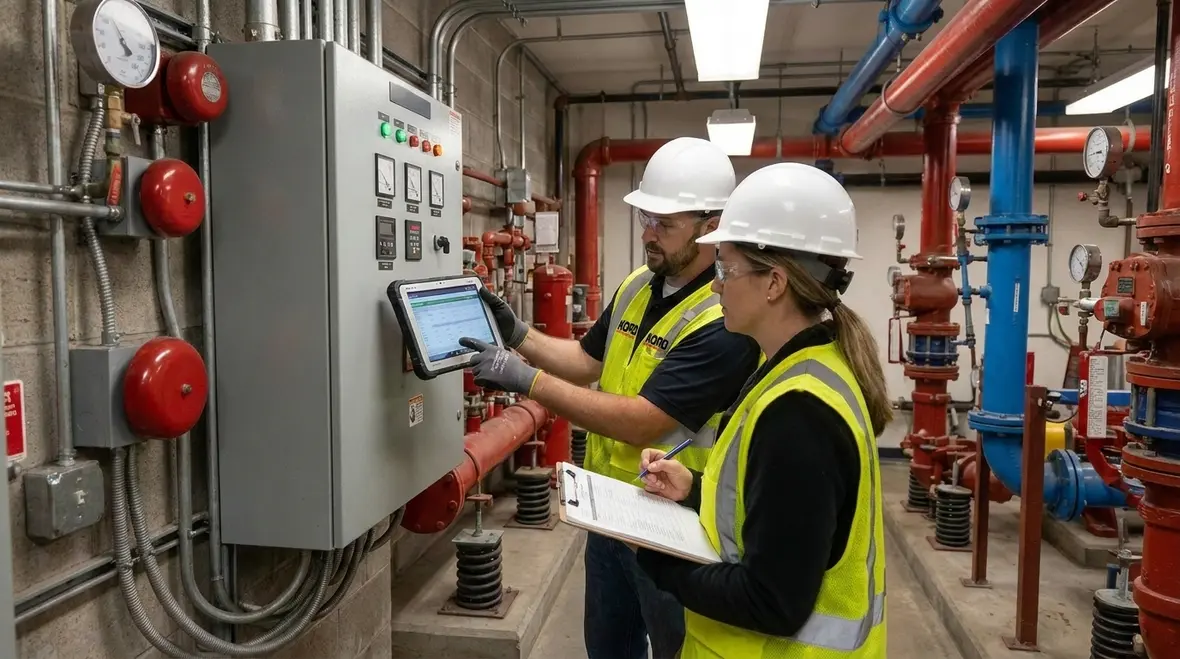 Commercial fire pump room equipment and system boundaries