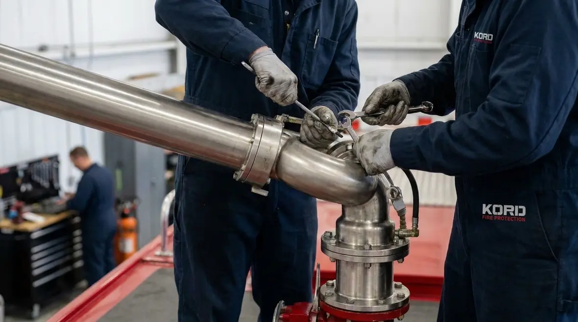 ARFF vehicle turret nozzle ready for aircraft rescue firefighting response