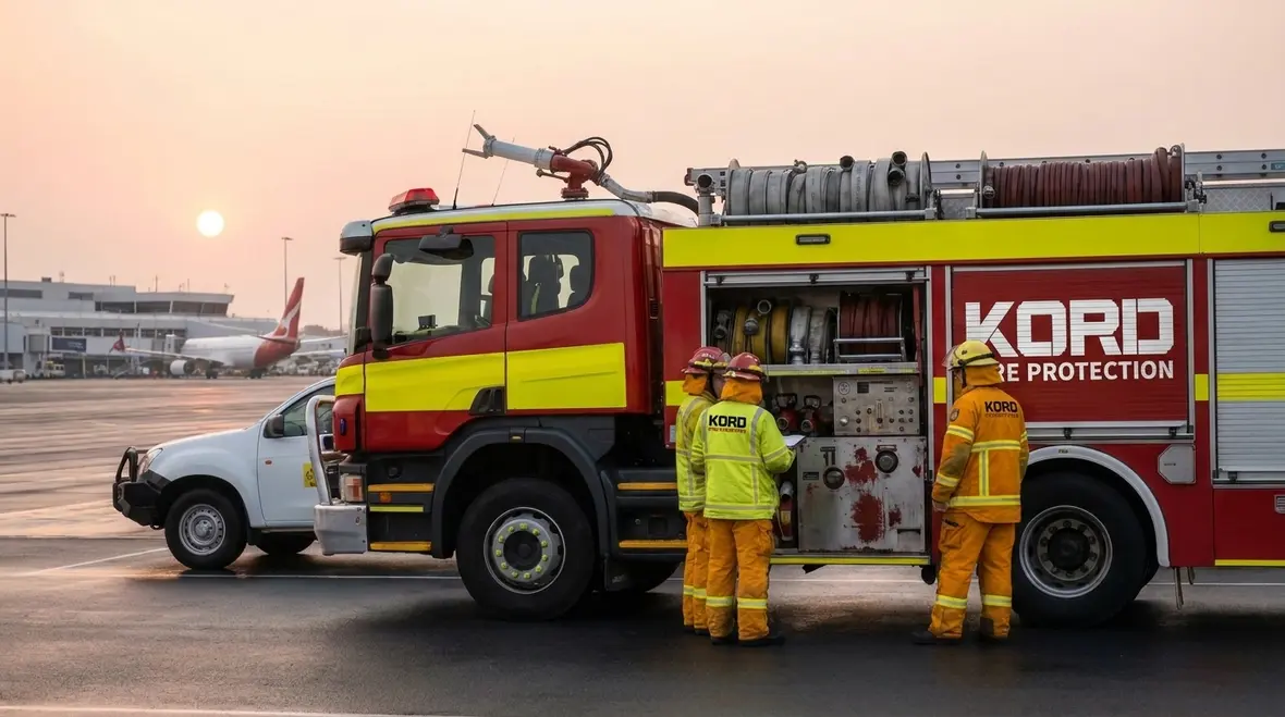 ARFF vehicle firefighting systems on airport rescue truck