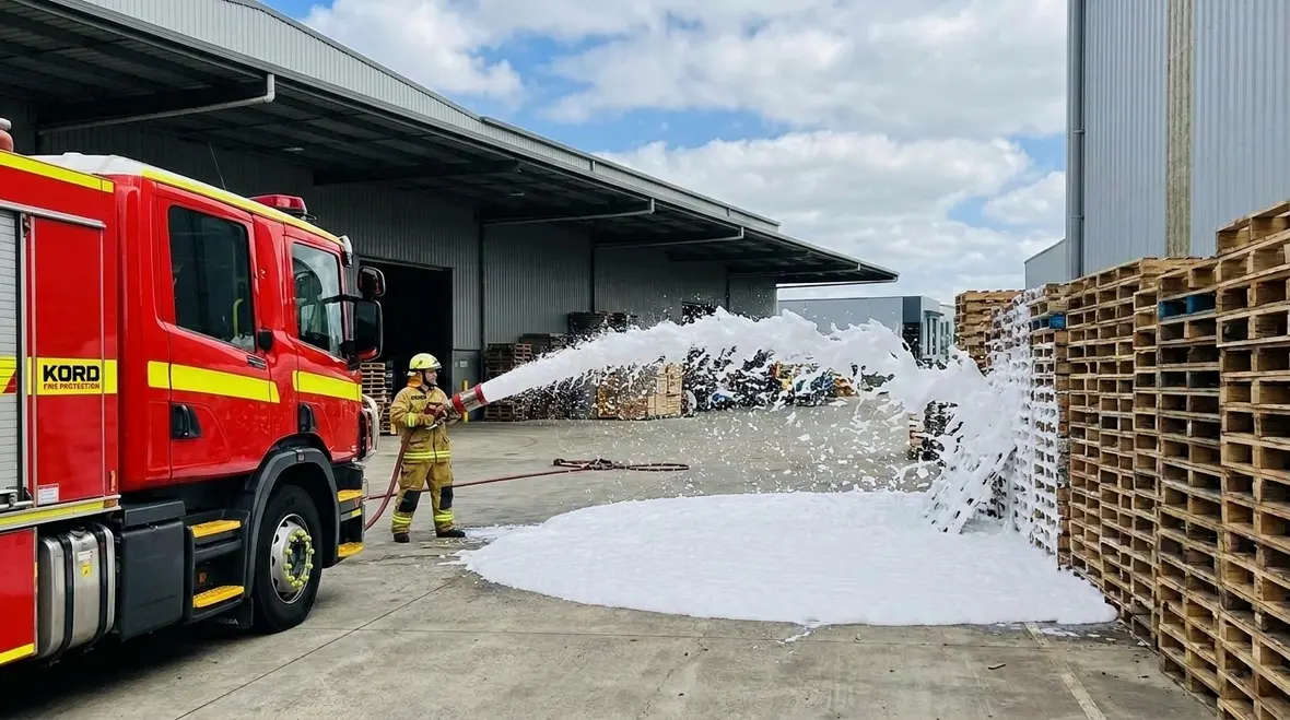 CAFS fire truck operating under NFPA 1900 Section 19.3 requirements in Australia