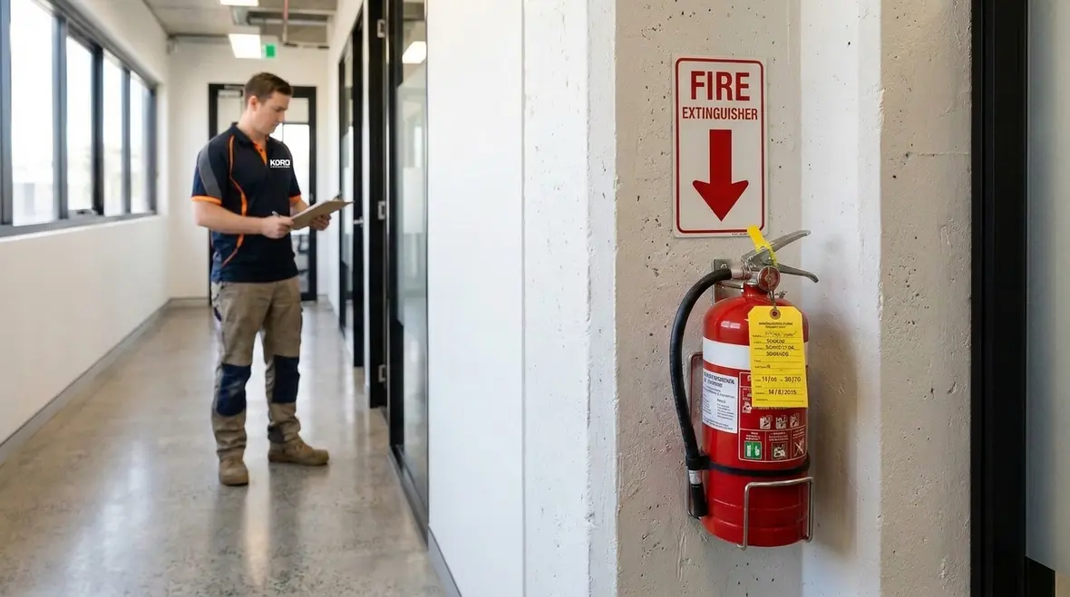 Portable fire extinguisher compliance in a commercial facility