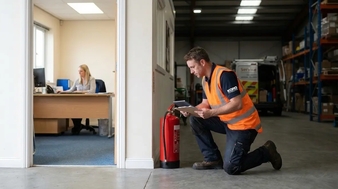 Warehouse and office extinguisher placement and visibility