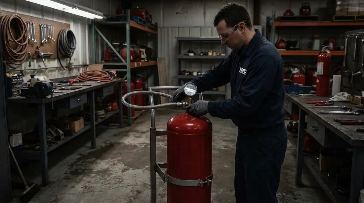 Portable fire extinguisher types and hydrostatic interval comparison