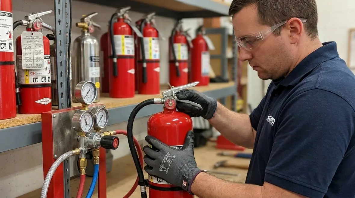 Hydrostatic test frequency schedule for fire extinguisher compliance