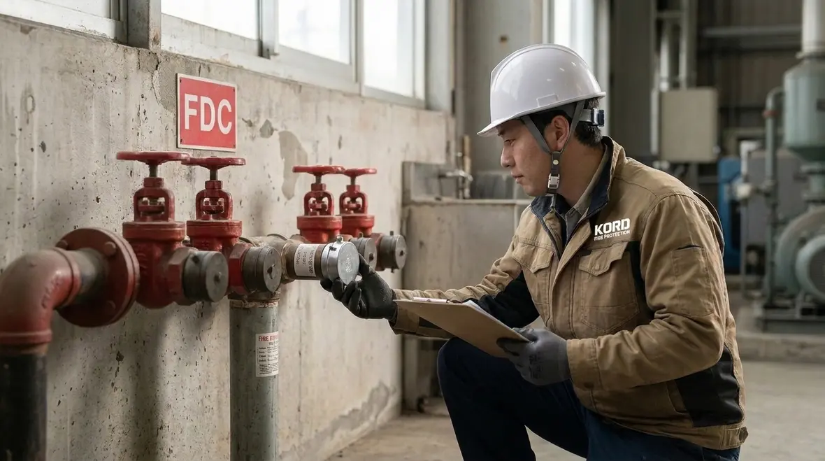 Water spray system piping and Fire Department Connection support layout