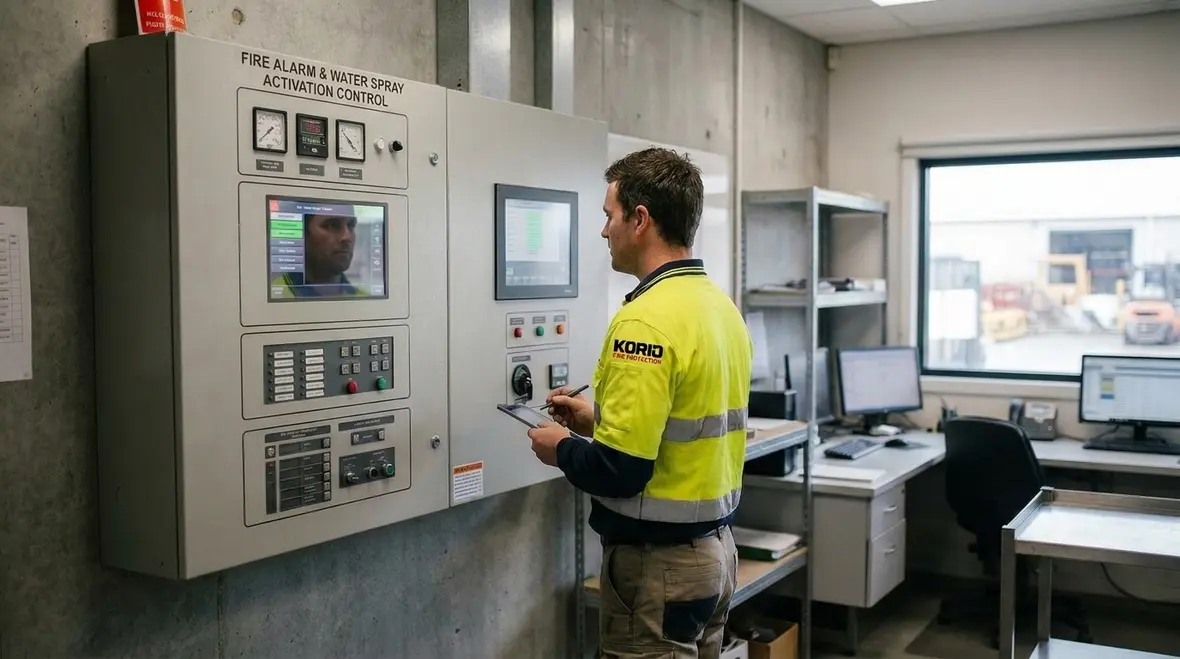 Automatic detection equipment for water spray activation in an industrial hazard area