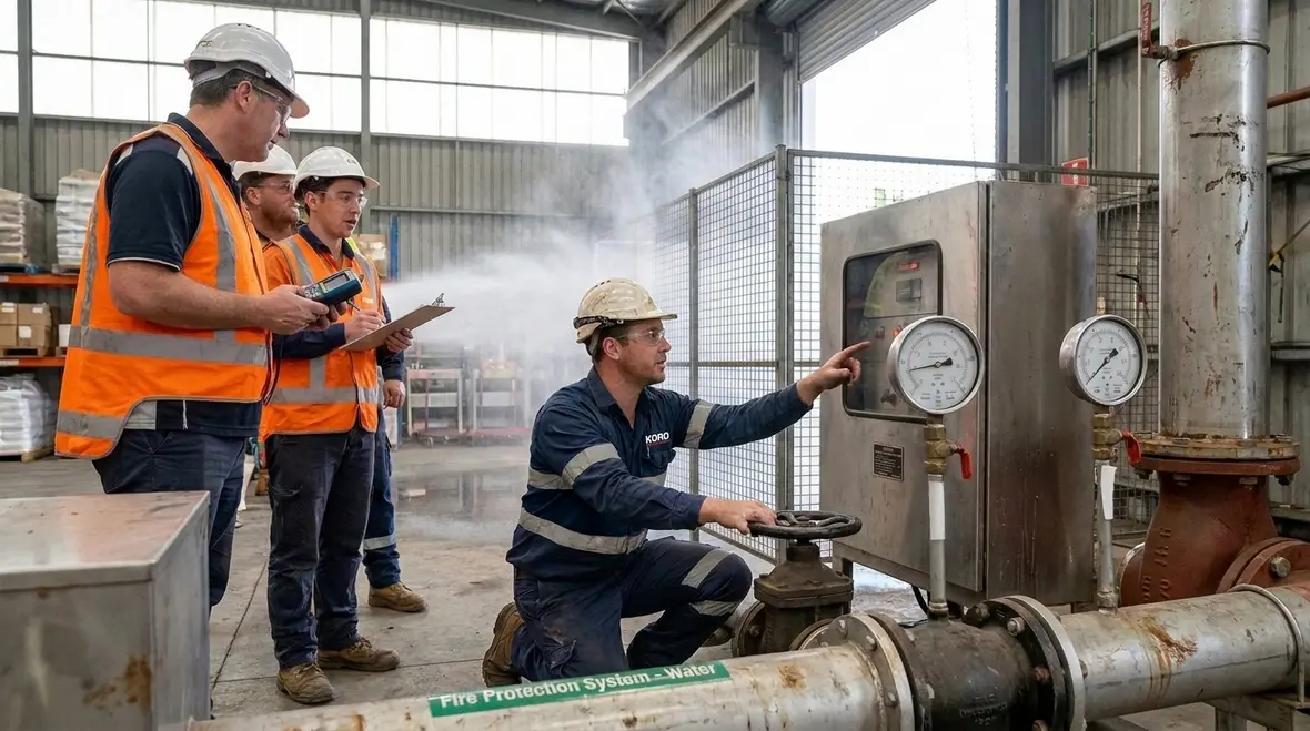 Inspection and testing for water spray system acceptance