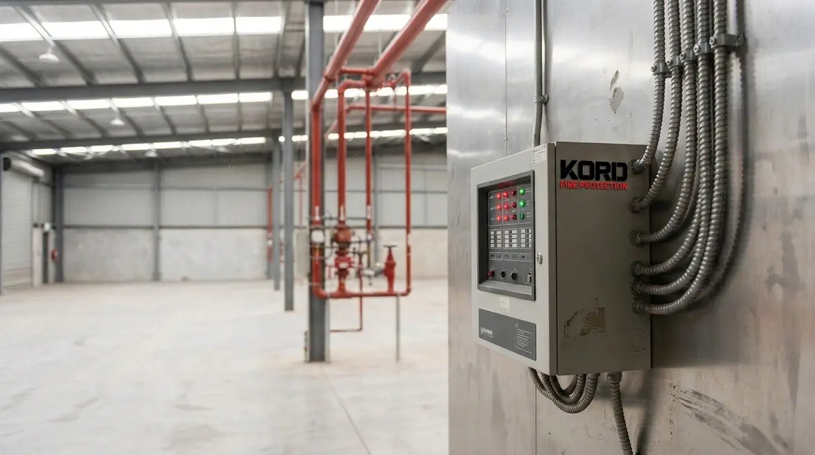 Water spray detection system components in an industrial fire protection layout