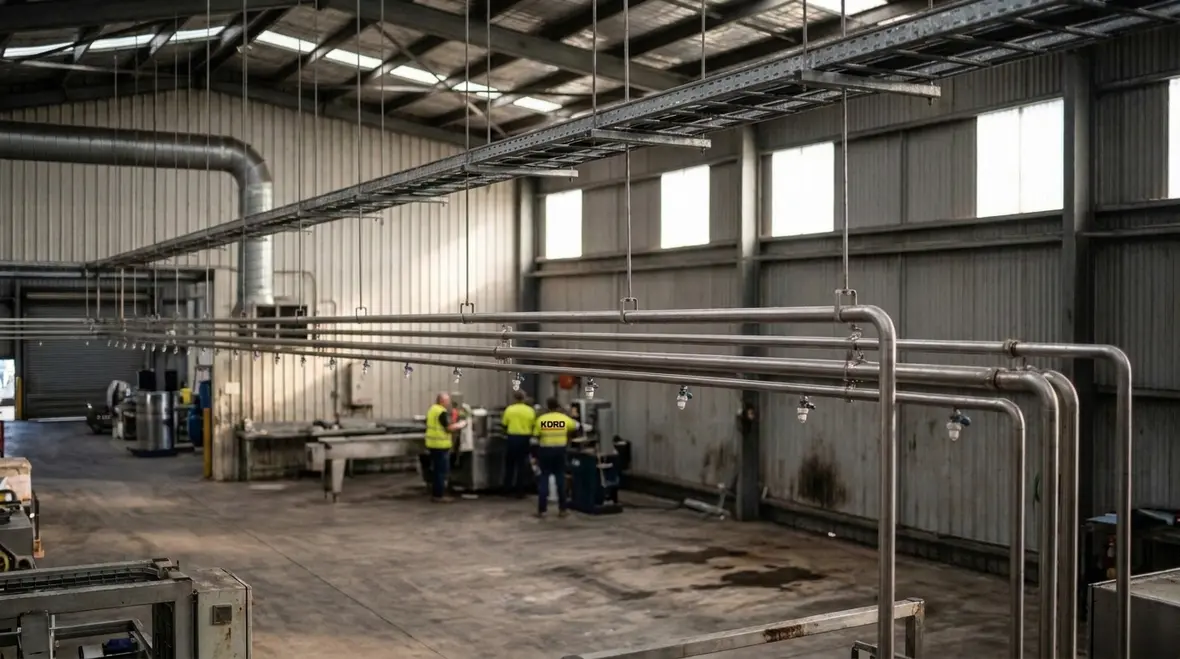 Water spray system protecting industrial hazard area
