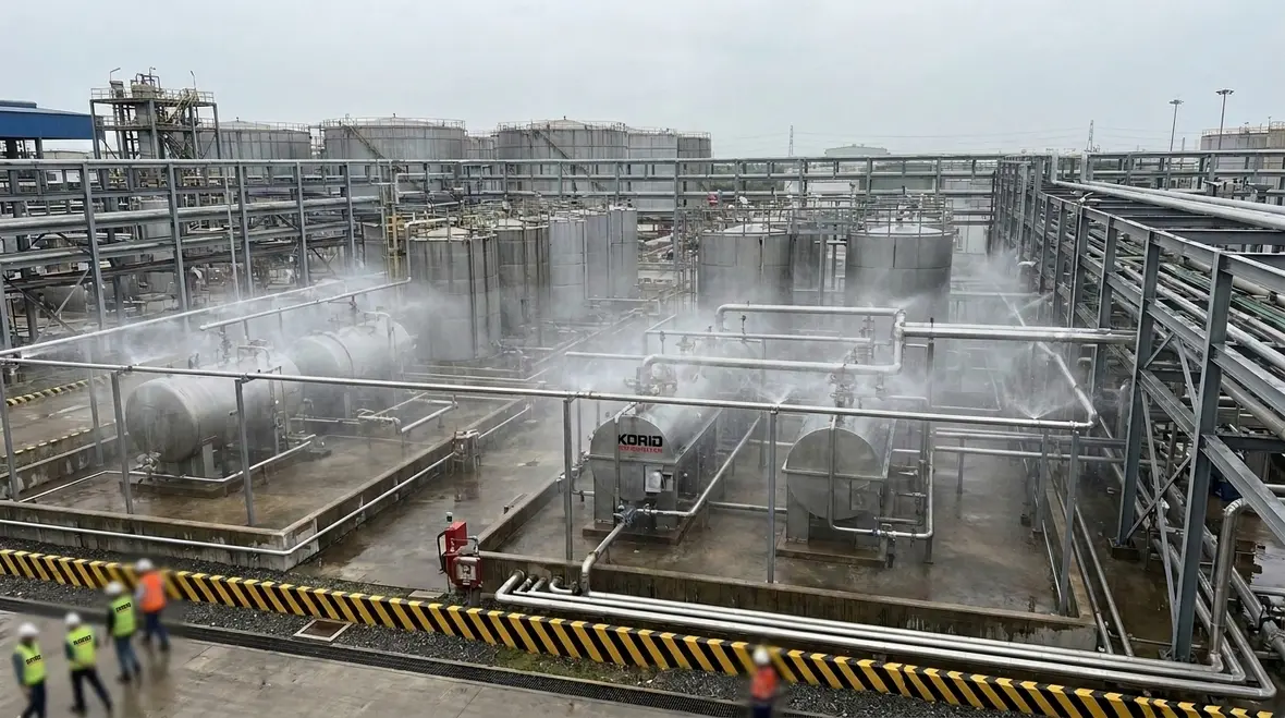 NFPA 15 flammable liquids water spray protection at an industrial facility
