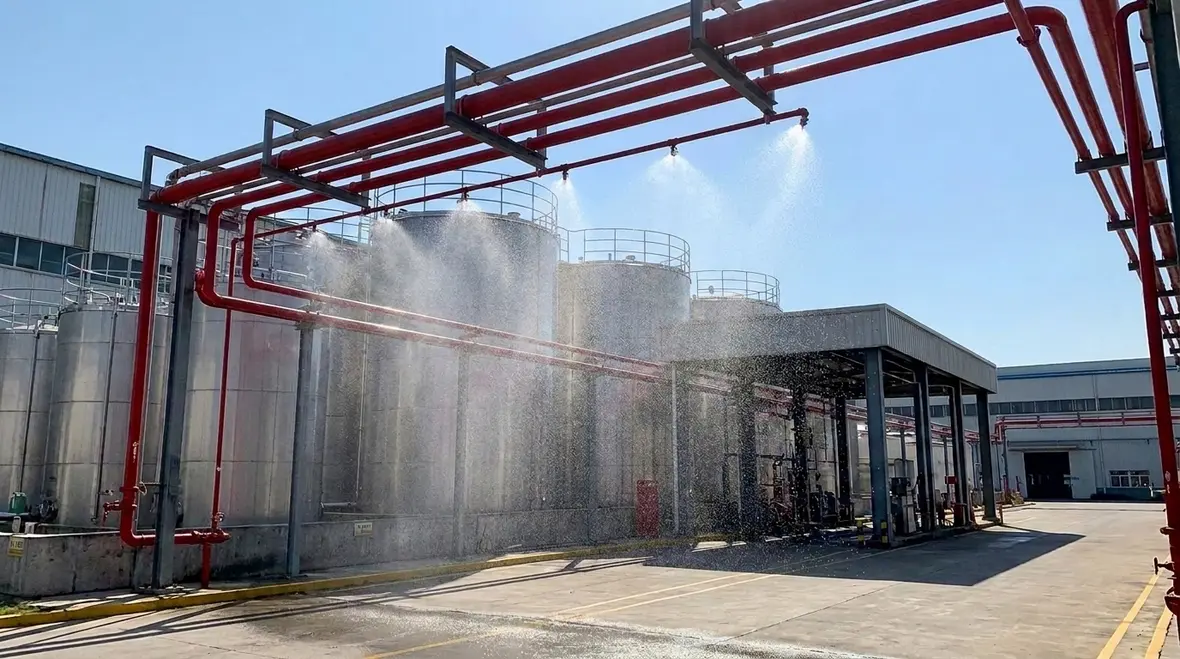 NFPA 15 flammable vapor mitigation water spray protecting an industrial site in Australia