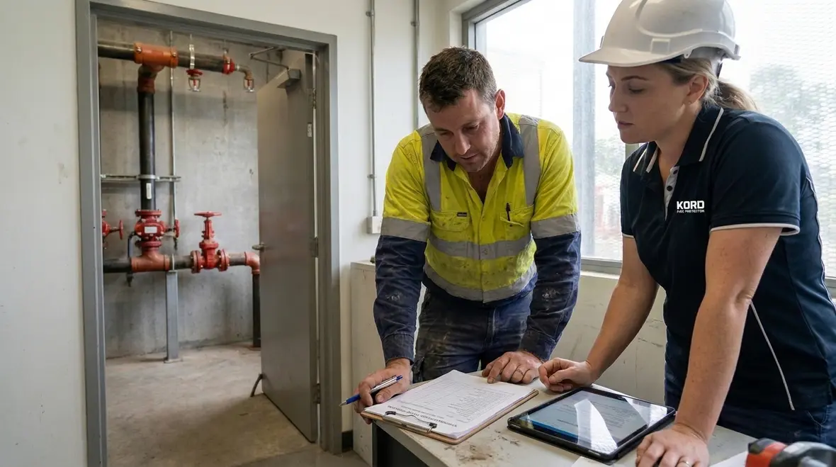 Commercial facility water spray system compliance testing