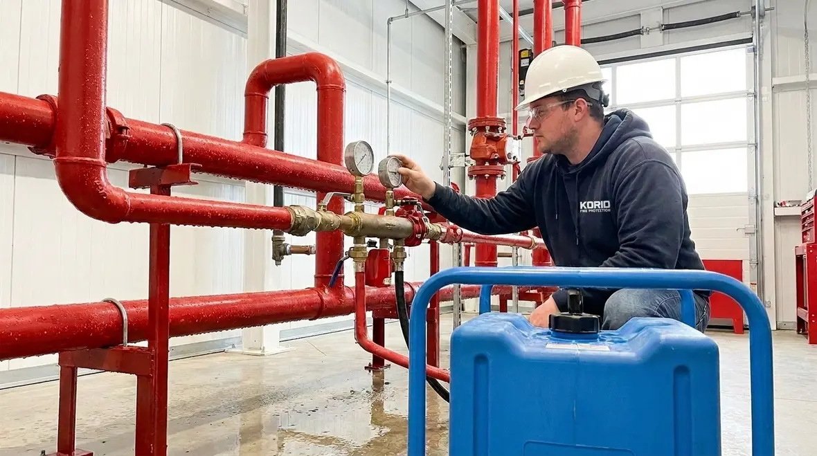 NFPA 15 hydrostatic pressure test water spray system