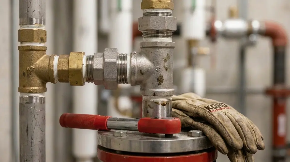 Inspection of water spray fire system pipe fittings and joints