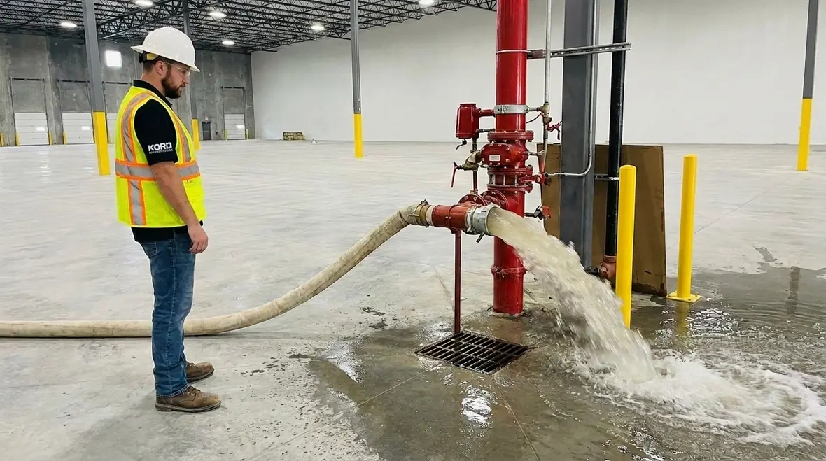 NFPA 15 Section 10.2 pipe flushing for water spray acceptance
